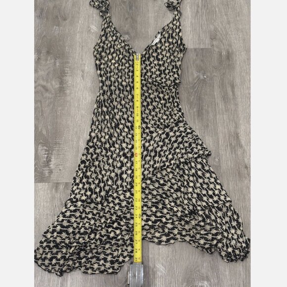 Diane Von Furstenberg Silk Black Floral Day Dress Midi Womens 8 - Picture 7 of 7